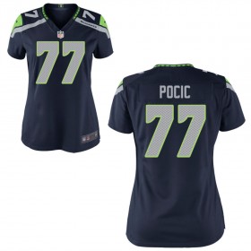 Women's Seattle Seahawks Nike College Navy Game Jersey POCIC#77