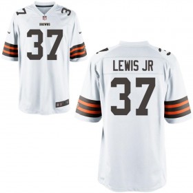 Nike Men's Cleveland Browns Game White Jersey LEWIS JR#37