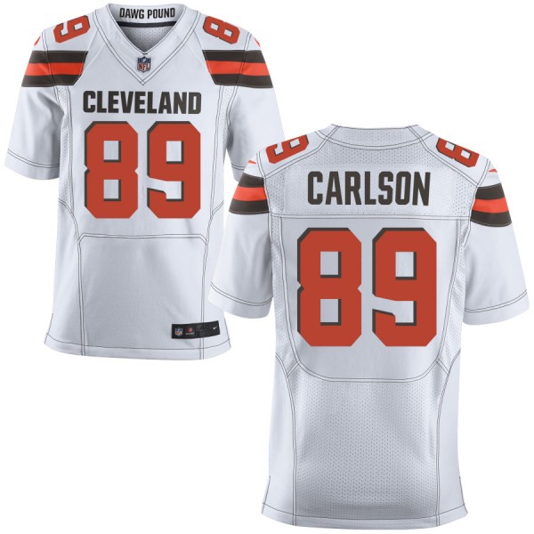 Men's Cleveland Browns Nike White Elite Jersey CARLSON#89